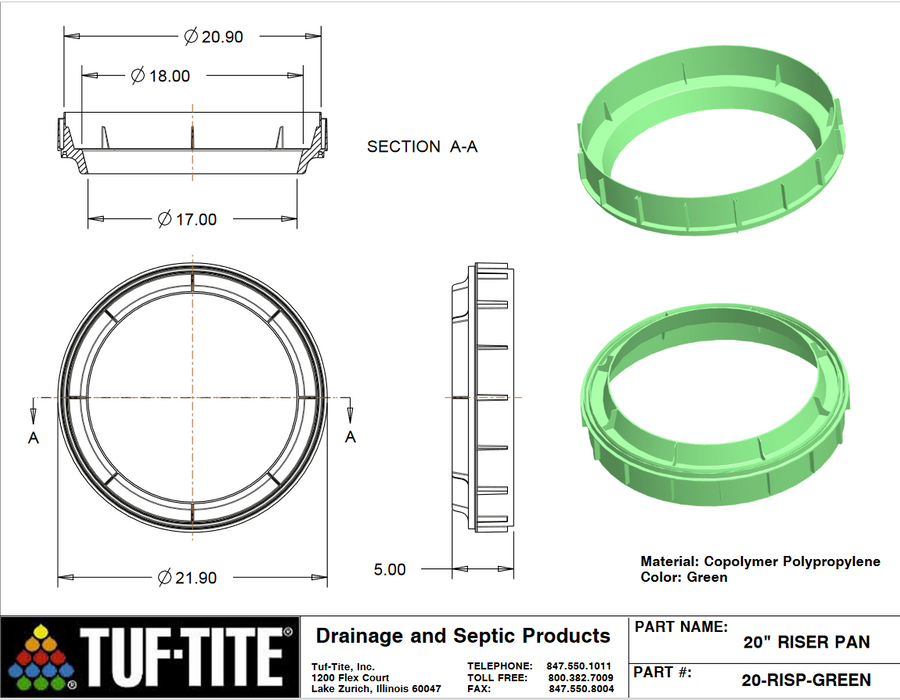 Tuf-Tite 20x3 Riser Safety Pan