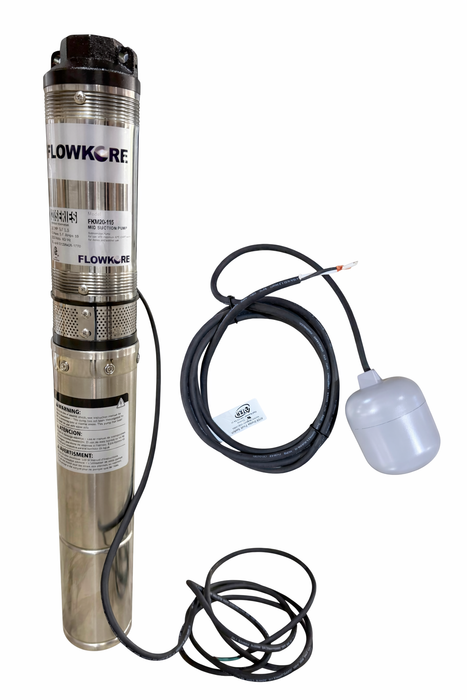 FlowKore Effluent Pump Oil Filled Mid Suction 115V 20 GPM 1/2 HP with Float