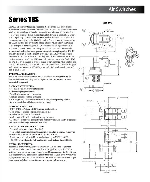 Aerobic Septic Control Air Pressure Switch