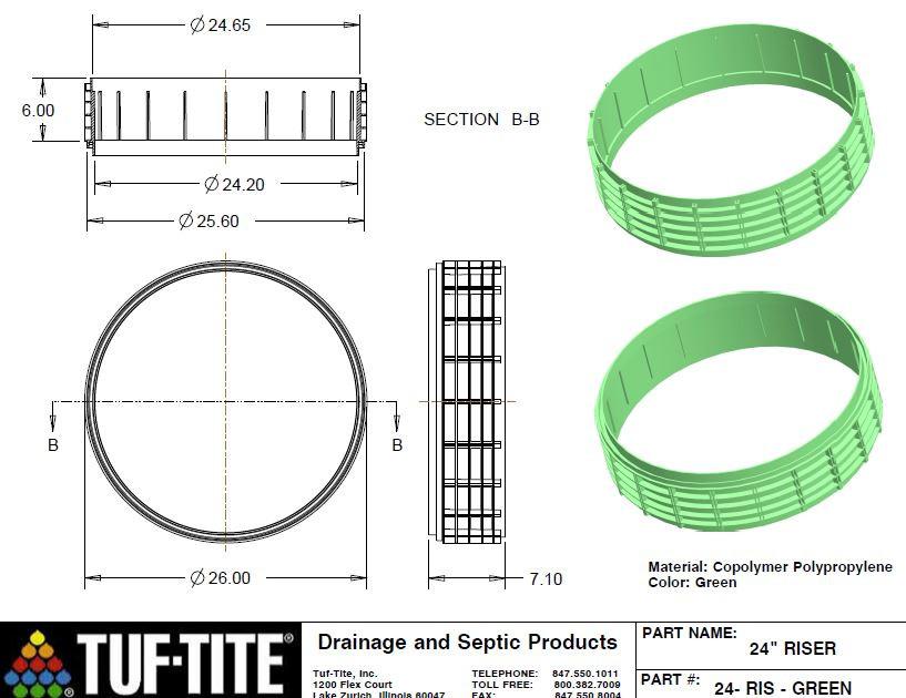 Tuf-Tite 24x6 Septic Tank Riser - Wholesale Septic Supply