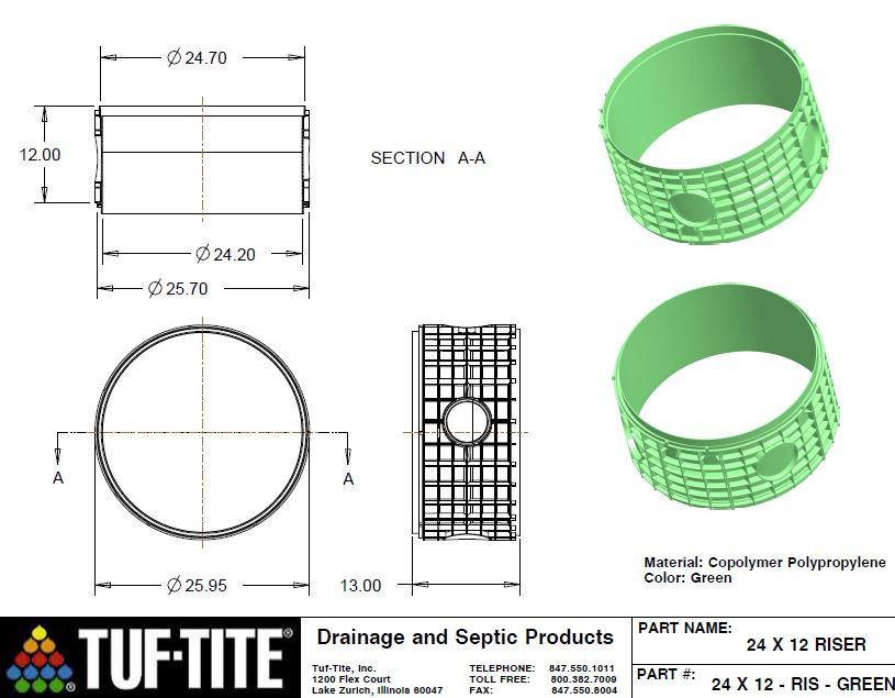 Tuf-Tite 24x12 Septic Tank Riser - Wholesale Septic Supply