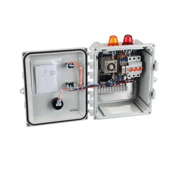 Aerobic Septic Dosing Timer Control Panel Dual Light Front Open View