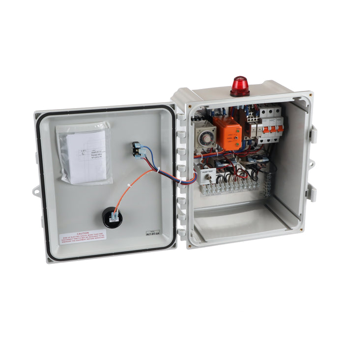 Sewage Duplex Dosing Timer Control Panel 120V Front Open View