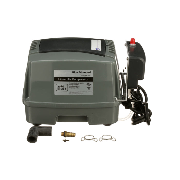 Blue Diamond ET120A Septic Air Pump Front View With Alarm