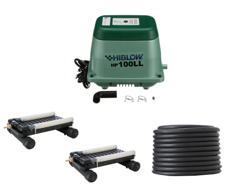 Hiblow HP-100LL 3/4 Acre Pond Aeration Kit with 100 Ft. Hose