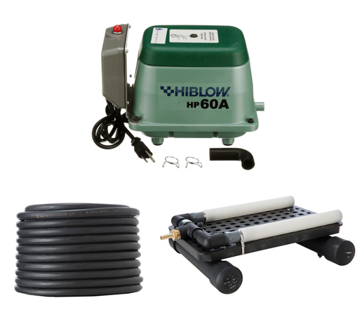 Hiblow HP-60A 1/4 Acre Pond Aeration Kit with 50 Ft. Hose