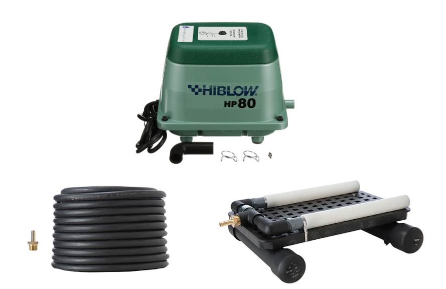 Hiblow HP-80 1/2 Acre Pond Aeration Kit with 50 Ft. Hose
